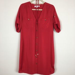 Amanda Uprichard Red Silk Shirt Dress Size P